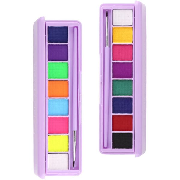 Mysense 16 Colors Water Activated Eyeliner Palette,Face Paint Fluorescent Bright Rainbow Colorful Body Paint Makeup,Matte and UV Glow Graphic Eyeliner,With Eyeliner Brush