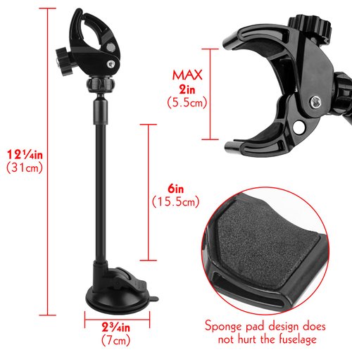 Adjustable Hair Dryer Holder Stand, 360 Degree Rotation Blow Dryer Bracket with Positionable Arm and Suction Cup, Hands Free Hair Dryer Holder for Mirror and Ceramic Tile (Black 1Pack)