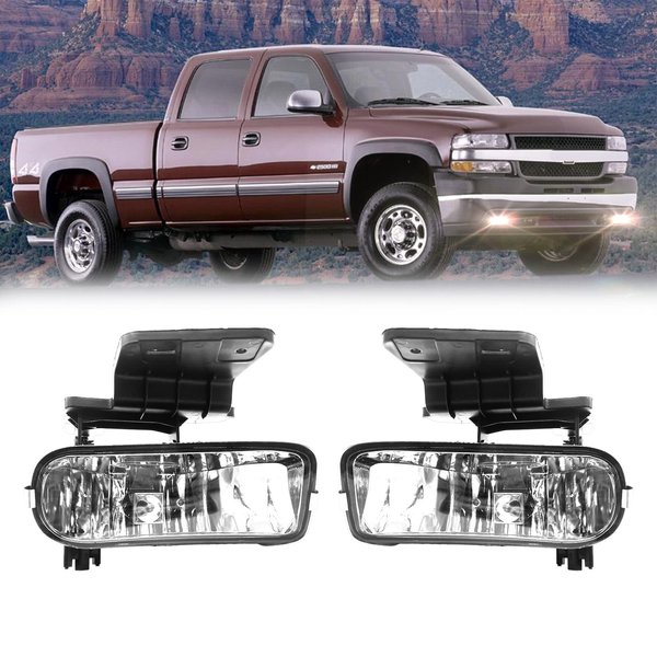 Fog Lights Compatible with 1999-2002 Chevy Silverado 1500 2500/2001 2002 Silverado 1500HD 2500HD 3500/2000-2006 Tahoe Suburban 1500 2500(Clear Lens)