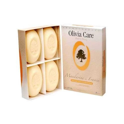 Olivia Care French Natural Olive Oil Bar Soap - 4 Pack (Mandarin)