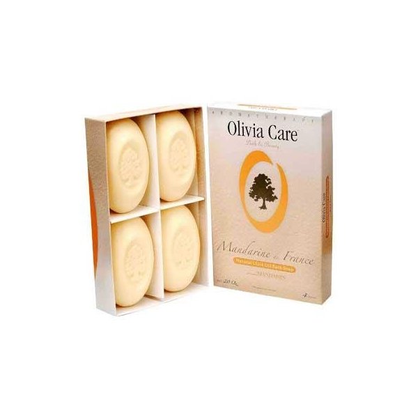 Olivia Care French Natural Olive Oil Bar Soap - 4 Pack (Mandarin)