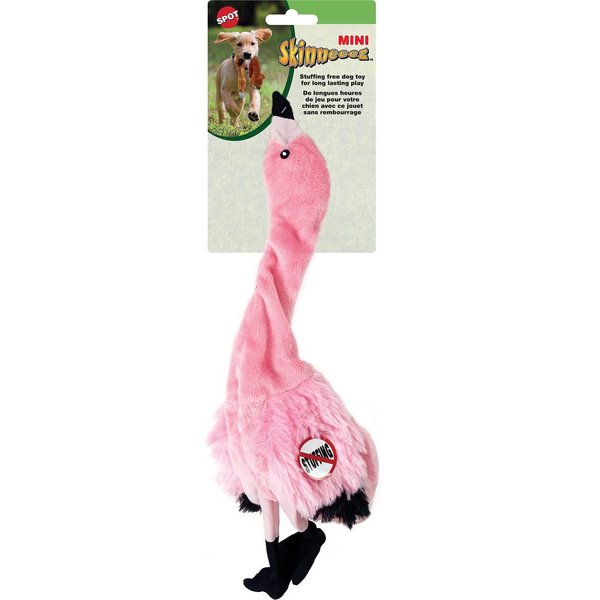 SPOT Mini Skinneeez Flamingo Stuffless Dog Toy with Squeaker - Plush Tug-of-War Toy for Small Dog Breeds, Interactive and Engaging Dog Toy, 13 inch