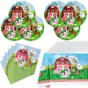 Farm Animal Party Tableware Set, Farmhouse 20 Plates and 20 Napkins and Tablecloth 71 '' x 42 '', Farm Animal Themed Party Decoration Supplies