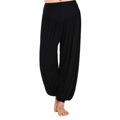 AvaCostume Womens Modal Cotton Soft Yoga Sports Dance Harem Pants, L, Black