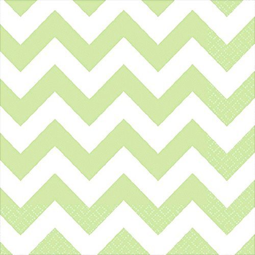 Party Perfect Disposable Chevron Print Luncheon Napkins Tableware, 16 Pieces, Made from Paper, Leaf Green, by Amscan
