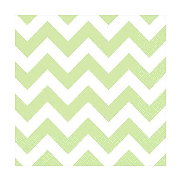 Party Perfect Disposable Chevron Print Luncheon Napkins Tableware, 16 Pieces, Made from Paper, Leaf Green, by Amscan