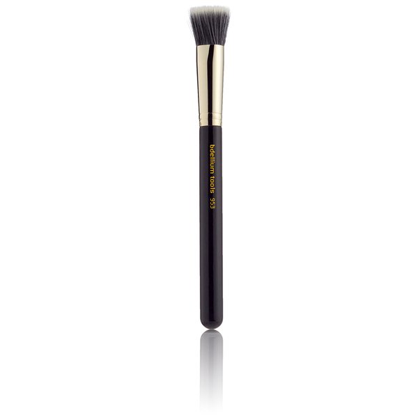 Bdellium Tools Professional Makeup Brush - Maestro Series 953 Duet Fiber Foundation - With Soft Synthetic Fibers, For Easy and Precise Application (Black, 1pc)