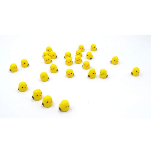 EMiEN 25PCS Little Chicken Chick Miniature Ornament for DIY Dollhouse Decoration Fairy Garden Plant Décor, Nice Decoration Accessories for Desk,Cabinet,Kids Room,Party etc. Christmas/Birthday Gift for