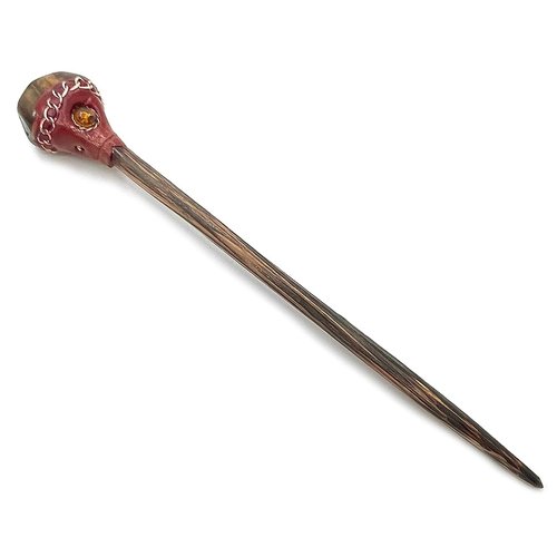 Natural Tumbled Healing Gemstone Crystal Chonta Wooden Hair Stick Long Pin for Buns Womens Fashion Handmade Gifts Boho Reiki Accessories (Brown Tiger's Eye)