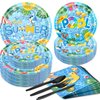 150Pcs Summer Pool Party Supplies Beach Party Supplies Set 9"& 7"Summer Pool Party Plates Napkins Knives Forks Spoons for Pool Theme Beach Party,luau Ball Water Tube Picnic Pool Birthday Party Decor