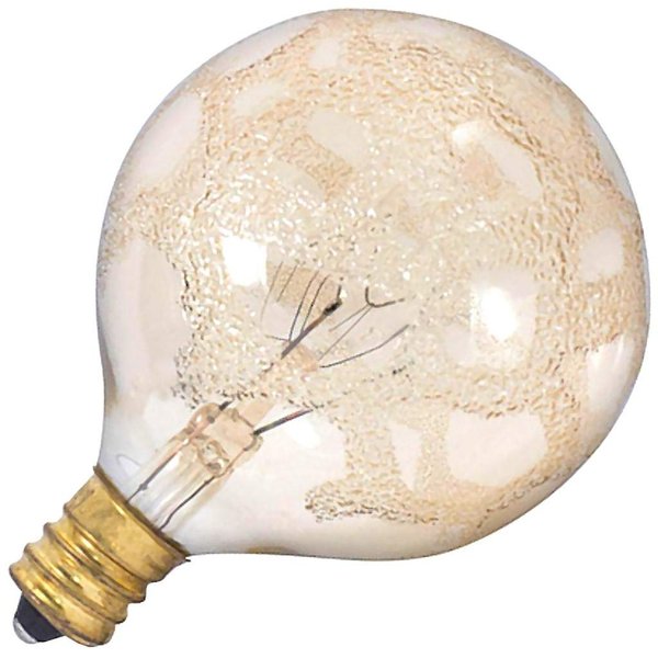 Bulbrite 25G16/MAR/E12 Crystal Collection 25-watt Incandescent G16 Globe, Marble Finish, Candelabra Base, Amber