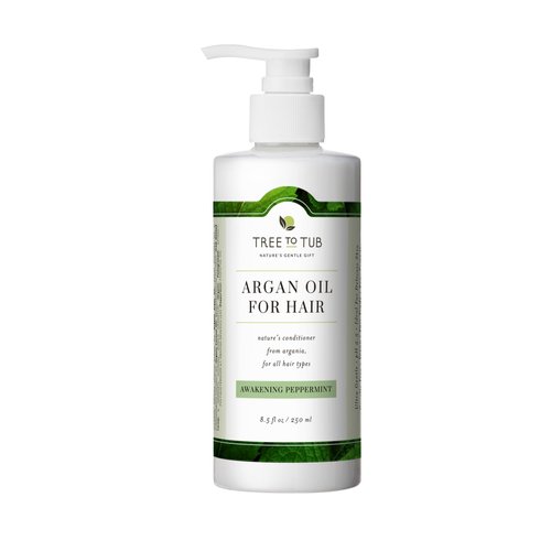 Tree to Tub All Hair Type Hydrating Argan Oil Conditioner for Dry or Oily Hair & Sensitive Scalp - Moisturizing Sulfate Free Conditioner for Women & Men w/Organic Coconut Oil, All Natural Peppermint