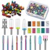 13Pcs Nail Drill Bits+100Pcs 10 Colors Sanding Bands+1Pc Mandrel Bit, 3/32 inch Cremaic Damiand Nail Bits Set, Professional Drill Bits for Acrylic Gel Nails, Manicure Pedicure
