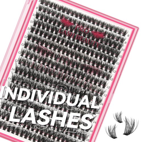 Lash CIusters 320Pcs Individual Lashes 3D Fluffy Cluster Lashes Natural Look Eyelash Clusters Faux Mink Wispy Lashes 40D-C Mixed DIY Lash Extension (3D Fluffy-40D-C,8-16mix)