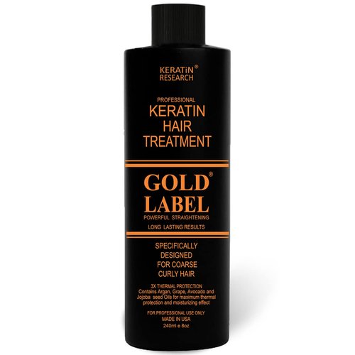 Gold Label Professional Results Brazilian Keratin Blowout Hair Treatment Enhanced Specifically Designed for Coarse Curly Dominican Brazilian Hair 240ml