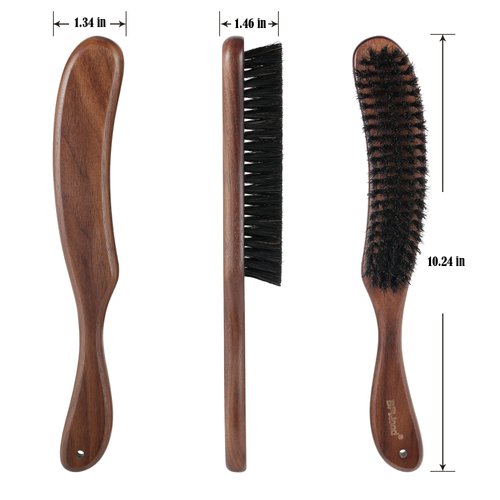BFWood Clothes Brush - Boar Bristle Lint Brush for Suits, Cashmere, Wool, Velvet, Suede and Pet Hair - Large Black Walnut Wood Handle