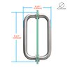 CKB 8" Glass Shower Door Handle, Back to Back Glass Door Pull Handle Compatible with 1/4" to 1/2" Thickness Glass for Frameless Shower Doors, Brushed Nickel with 304 Stainless Steel.