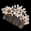 EVER FAITH Wedding Hair Comb Crystal Flower Snowflake Bridesmaids Bridal Hair Accessories Rose Gold-Tone