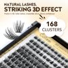 Cluster Lashes 168PCS Individual Lashes 0.07 D Curl Mix 8-16mm Lash Extensions Clusters Lashes Soft & Natural False Eyelashes Individual DIY Eyelash Extension at Home (Style-Volume)