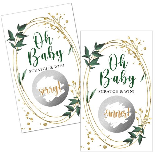 Haizct 50 Pack Watercolor plantsBlank Gift Certificate Scratch Off Cards for Small Business, Spa Beauty Makeup Hair Salon, Bridal Shower, Baby Shower, Wedding Shower Ideas (Oh, Baby)-GK099