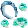 ATROCH Tie Dye Spa Headband for Washing Face Bubble Skin Care Headbands Makeup Head Band Face Wash Headband Girls Bow Tie Hair Band Women Shower Hair Accessories 4 Pcs