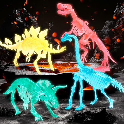 KidEwan Glowing Dinosaur Digging Fossil Kit, Dino Excavation Kits for Kids,Educational Science Kits for Boys, Dig Up Dinosaurs Skeleton Set for Girls(Triceratops)