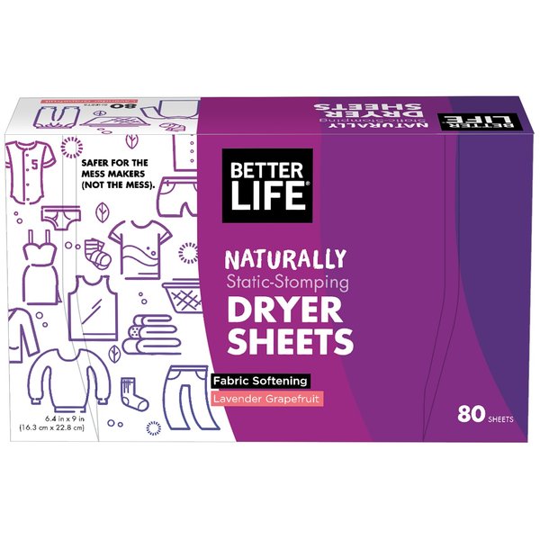 Better Life Dryer Sheets, Lavender Grapefruit, 80 Count, 2422