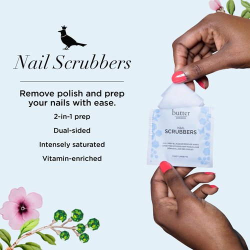 Butter LONDON Nail Polish Remover Pads, Nail Scrubbers (10 Count) - 2-in-1 Prep & Lacquer Remover Nail Wipes - Travel-Friendly Gel Fingernail Polish Remover - Cruelty-Free, Paraben-Free & Gluten-Free
