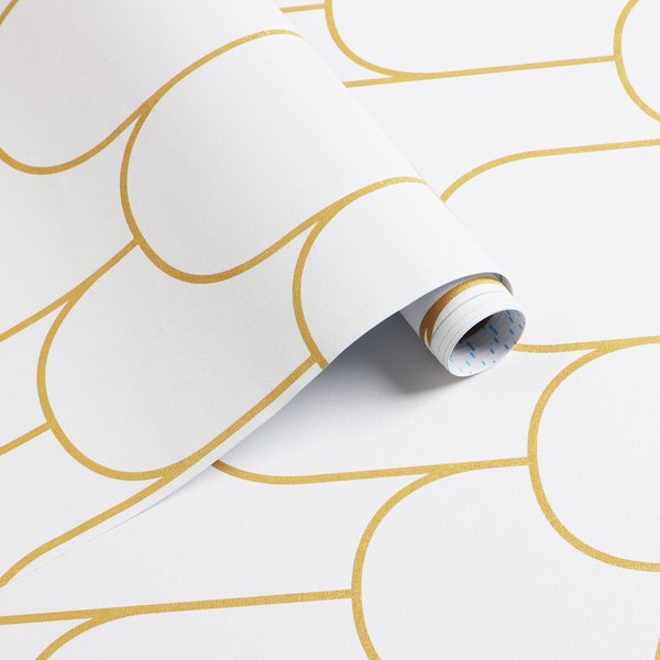 Yasinet White Gold Peel and Stick Wallpaper Removable Geometric Contact Paper White/Gold Stripe Self Adhesive Wallpaper Decorative for Wall Countertop Cabinet Furniture 17.3''x393.7''