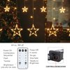 Star Curtain Lights for Bedroom - Plug-in 9ft 138 LED Fairy Twinkle Lights with 12 Star Drops, Connectable Window Lights with Remote 8 Lighting Modes for Indoor Xmas Ramadan Decoration, Warm White