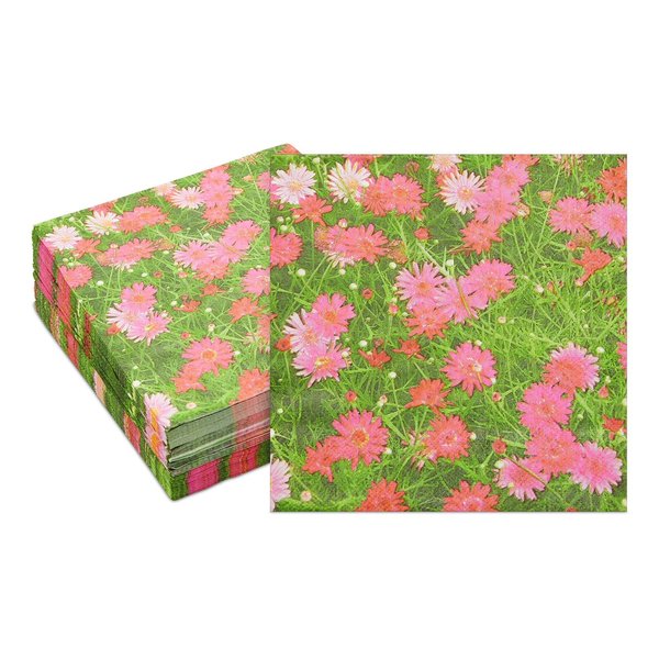 Pink Daisy Paper Napkins for Birthday Party Decorations (6.5 x 6.5 In, 100 Pack)