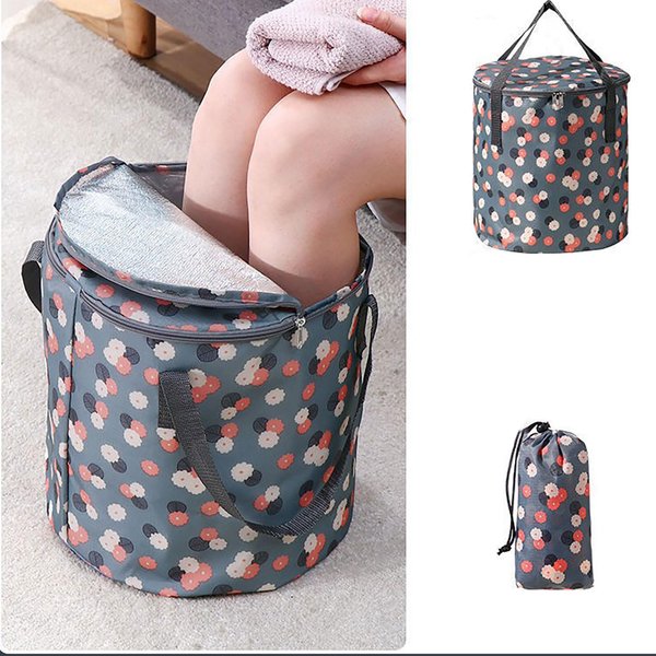 Foldable Feet Soaking Bath Tub Collapsible Bucket, Insulated Foot Bath Bag with lid，Foot Soaking Bath Basin Portable, Foot Spa Soaking Feet Home Pedicure Basin Outdoor Camping