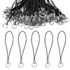 100 Pieces Lanyard Phone Ring Strap for Cellphone Mobile Lariat Lanyard Cell Phone Split Ring Strap Charm Cords with Silver Tone Split Ring for Mobile USB Flash Drive MP3 Keychain Keyring DIY (Black)