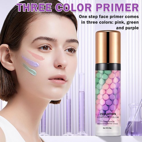 AWCCXMYM 3 In 1 Color Correcting Primer Face Makeup Primer Concealer Natural Brightening Moisturizing Oil Control Isolation Cream Color Corrector for Undereye Dark Circles Redness Wrinkles Fine Lines