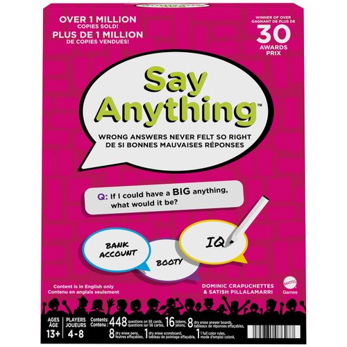 Mattel Games Say Anything Board Game for Adults & Teens, Party Game with Question Cards, Markers, Boards & Tokens for 4-8 Players