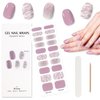 TOROKOM Cured Gel Nail Strips, 20PCS Self-Adhesive Nail Strips Full Nail Wraps Strips, Purple Aura Nail Gel Nail Strips with Nail File, Wooden Stick & Sealing for Women DIY Manicure Decorations