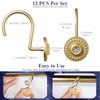 Gold Shower Curtain Hooks, Rust Proof Shower Curtain Rings for Bathroom, Metal Decorative Shower Curtain Hooks Hangers for Shower Curtain Rod, Shower Hooks for Shower Curtain Set of 12