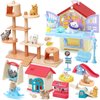 Golray 66Pcs Cat Toys for Kids Girls, 3 In 1 Pet Pretend Play Toys with 9 Cat Figurine/DIY Cat Tree/Beauty House/Playground, Toddler Cat Figures Pet Care Birthday Preschool Girl Boy Gift Age 4 5 6 7 8