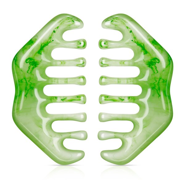 Geiserailie 2 Pieces Jade Combs Massage Stone Hair Comb Guasha Scraping Scalp Comb Facial Massage Tool Multifunctional Handheld Head Tools for Valentine's Day Mother's Day Gift(Elegant Style)