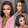 Bob Wig Human Hair 10 Inch 13x4 HD Transparent Lace Front Bob Wigs Human Hair Straight Lace Frontal Bob Wig Glueless Wigs Pre Plucked With Baby Hair for Black Women Natural Color