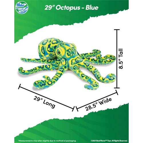 Real Planet Sea Life Plush - Realistic Stuffed Animal Gift for Kids All Ages, Ocean Marine Creature Plushie, Christmas Birthday Gifts (Blue Octopus, 29")