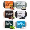 O Naturals 6 PCS Black Soap - Women & Men's Bar Soap, Father's Day Gifts, Men's Soap Bar, African Black Soap w/Moisturizing Shea Butter, Charcoal Soap, Organic & Natural Soap for Men & Women, 4oz