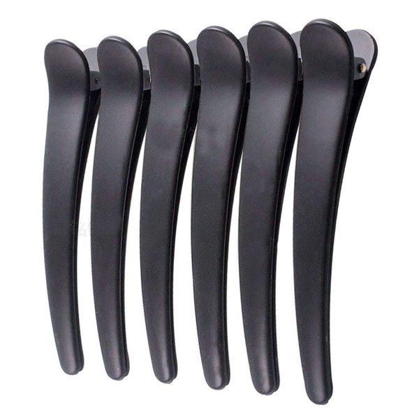 12PCS Matte Black Plastic Metal Alligator Hair Clips Professional Hairdressing Salon Hair Barrettes Duck Bill Teeth Non Slip Clips for Hair Styling and Sectioning (Length - 4.7in)
