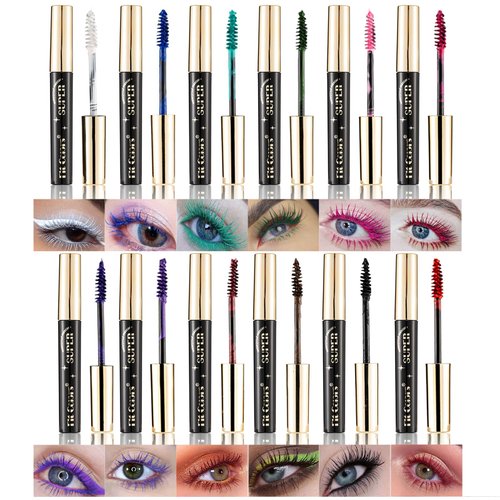 MKNZOME 12 Colours Colored Mascara, Color Mascara for Eyelashes Set Rainbow Purple Green Blue Mascara for Eyelashes, 24H Long Lasting Charming Volumizing, Eye Makeup Gift for Women And Girls