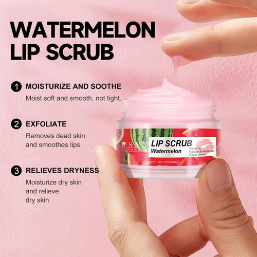 2 PACKS Lip Scrub, Deep Moisturizing, Nourishing Lips, Gentle Exfoliating And Moisturizing Lips, Home Lip Care For Men And Women Dark Lip Corrector, 1.76 fl oz, Watermelon & Orange