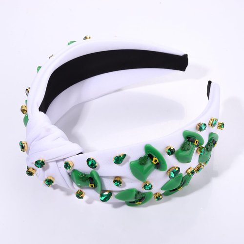 boderier St.Patrick's Day Headband for Women Green Irish Top Hat Headband Crystal Embellished Knotted Headband Green Day Party Costume Headwear Accessories Gifts (Top Hat)