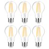 Ascher 60 Watt Equivalent, E26 LED Filament Light Bulbs, Warm White 2700K, Non-Dimmable, Classic Clear Glass, A19 LED Light Bulb with 80+ CRI, 6-Pack