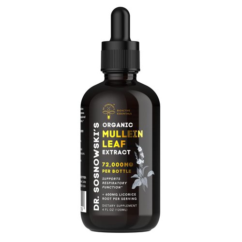 Dr Sosnowski's BioActive Mullein Leaf Drops 120ml | Super High Strength 1200mg Per Serving | 2 Month Supply | 1200mg Organic Mullein Leaf Extract with 600mg Licorice Root Extract