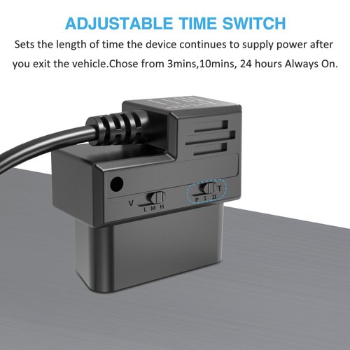 OBD Power Cable for Dash Camera,Constant Power Cable for Garmin DashCam,OBDII Adapter Cable with Dual USB Interfaces,24 Hours Surveillance/Acc Mode with Low Voltage Protection 11.6-36V to 5V/3A