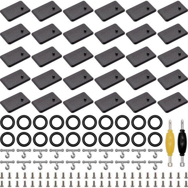 SIXPOINTS 30 Pieces Black Plastic Display Stand Base,20 T Hook & 20 O-Rings Waistband & 50 Screws& 2 Spanner Body Repair Part Set For 3.75 " G.i Joe Action Figure Toy